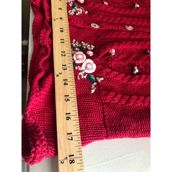 Vintage Susan Bristol Floral Knit Vest Red Size M (1996) - Picture 10 of 13